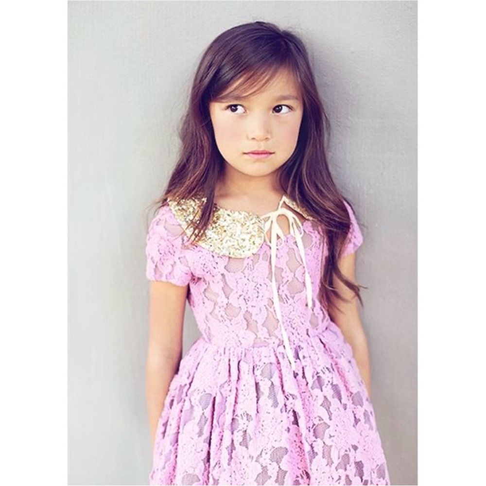 NWT - Joyfolie Size 3 Purple Lace Kids Dress - Picture 3 of 3